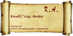 Kovácsy Andor névjegykártya